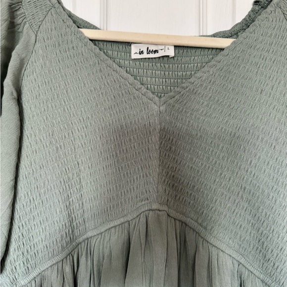 PinkBlush Maternity Mint Green Smocked Front Ruffle Hem Dress NWOT - Picture 4 of 5